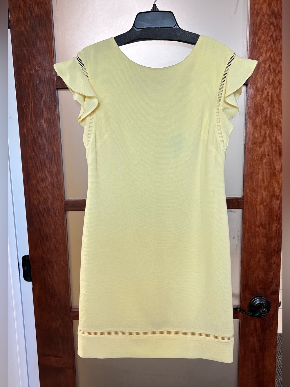 Adrianna Papell Light Yellow Flutter Sleeve Shift Dress